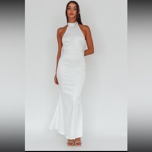 Selfie Leslie fifth avenue bow back maxi dress white
